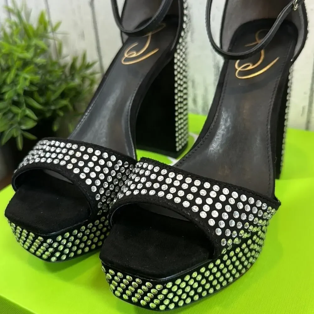 Sam Edelman Black Platform Sandals with Silver Studs